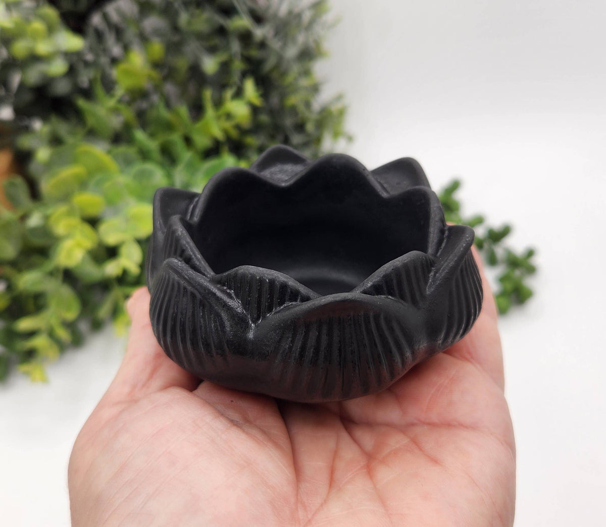 Shungite Lotus Candle Holder Figurine