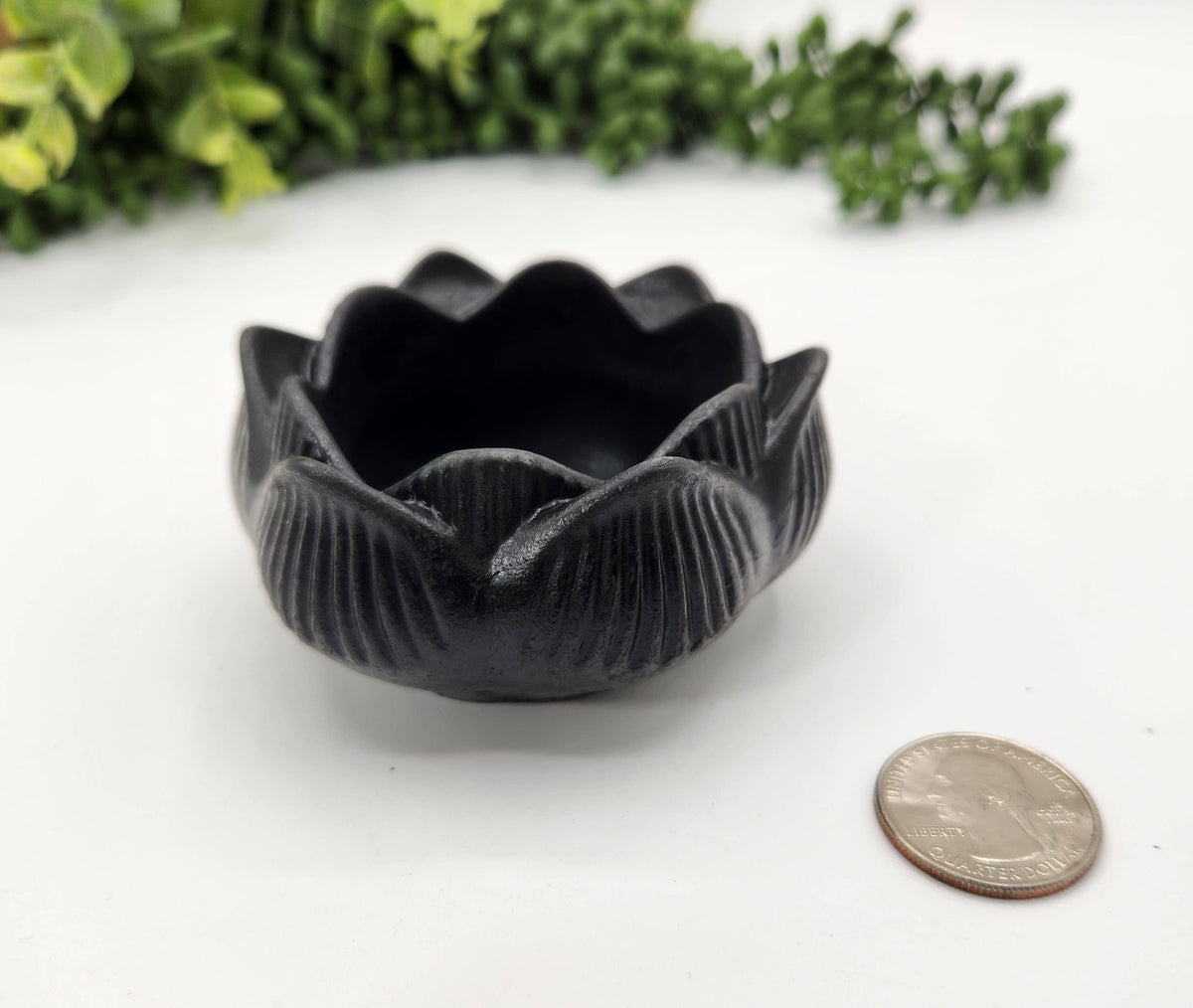 Shungite Lotus Candle Holder Figurine